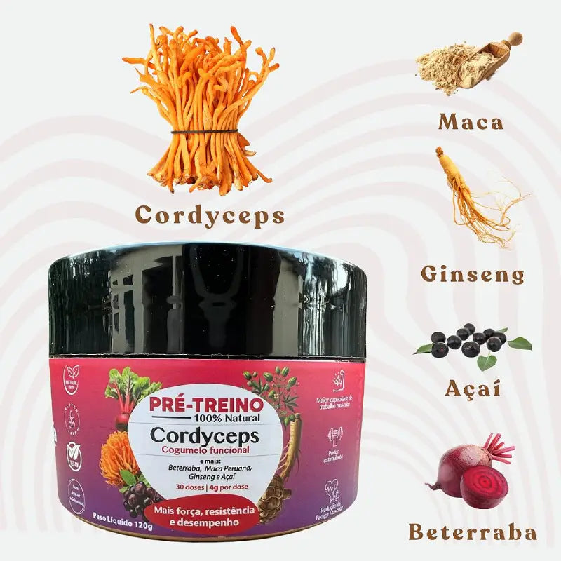 Pré-treino Natural de Cogumelo Cordyceps