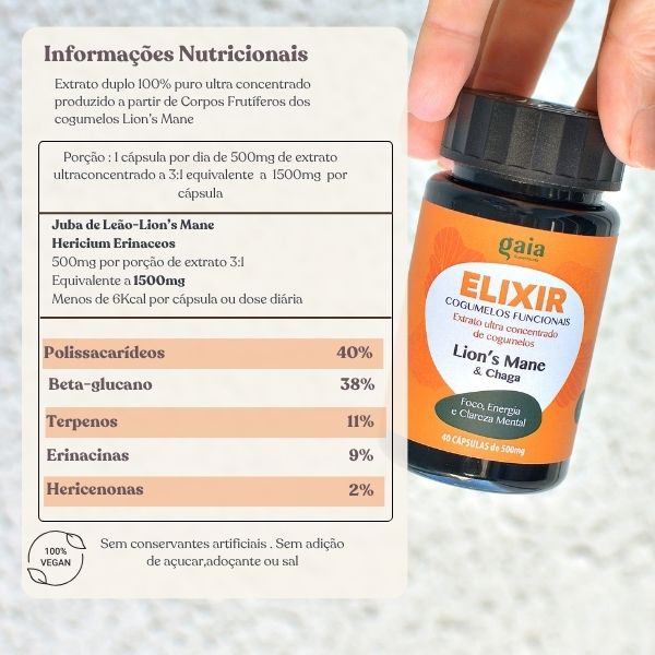 Cápsulas Cogumelo Juba de Leão ultra concentrado - ELIXIR