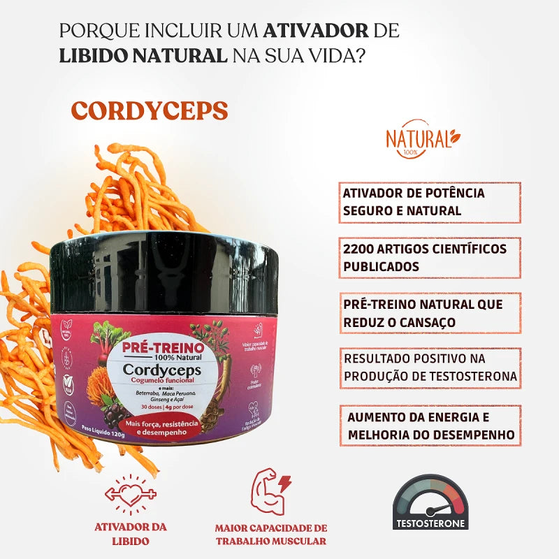 Pré-treino Natural de Cogumelo Cordyceps