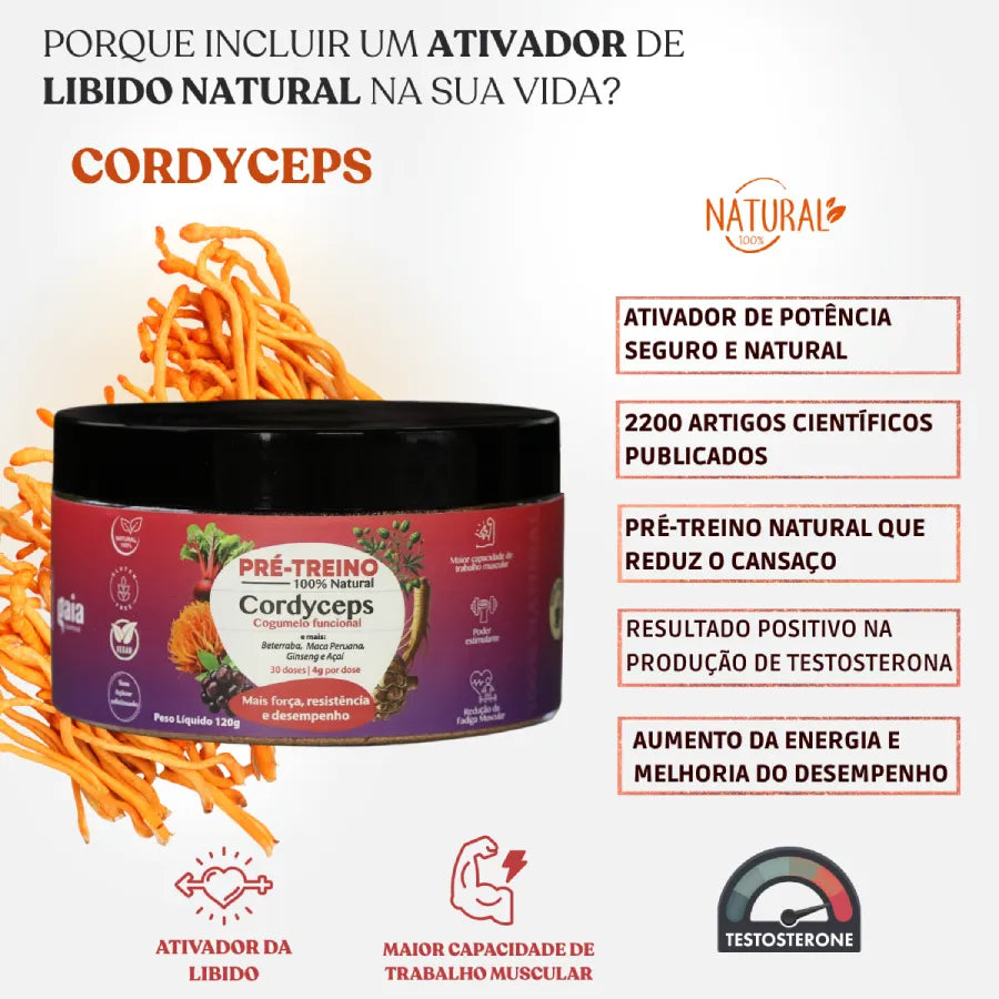 Pré-treino Natural de Cogumelo Cordyceps